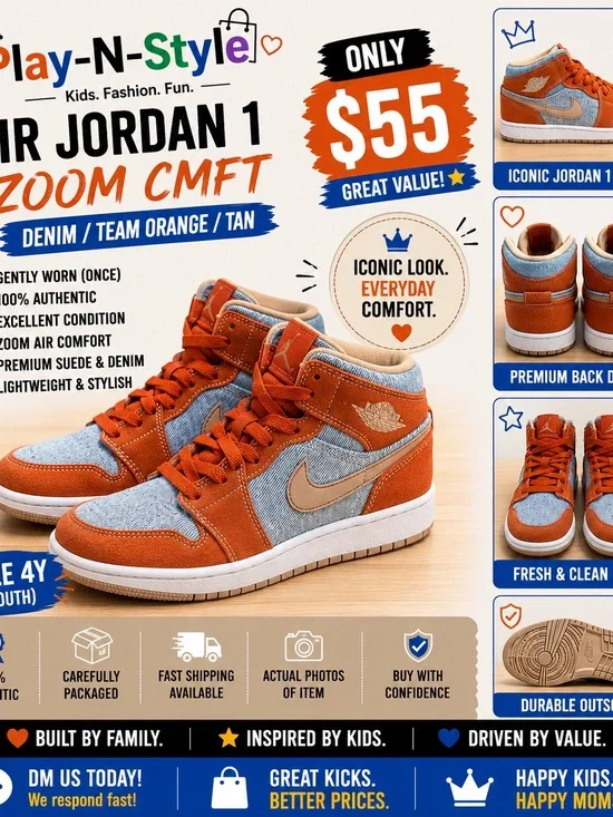 Nike Air Jordan 1 High Top - Orange, Light Blue, Tan