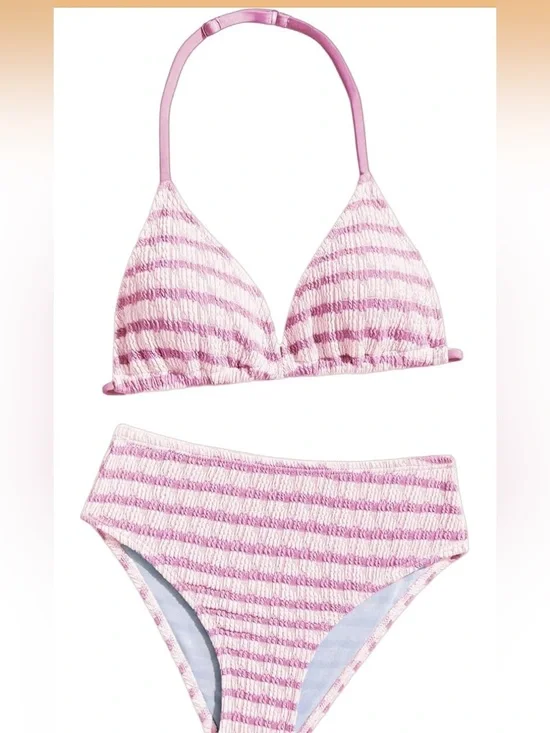 Girl's Tie Dye Smocked 2 Piece Swimwear Sets Backless Halter 1146/bb6