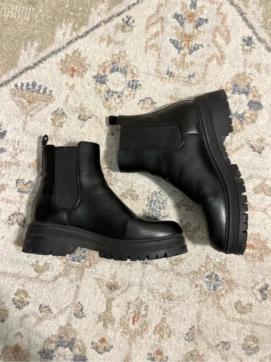 Marc Fisher | Black Peddler Lug Sole Ankle Boots