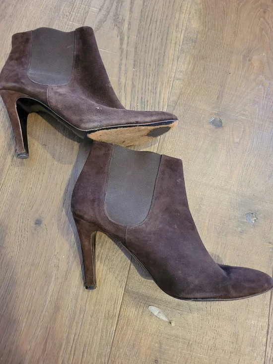 Bettye Mueller Brown Suede High-Heel Ankle Boots - Women's 37 1/2