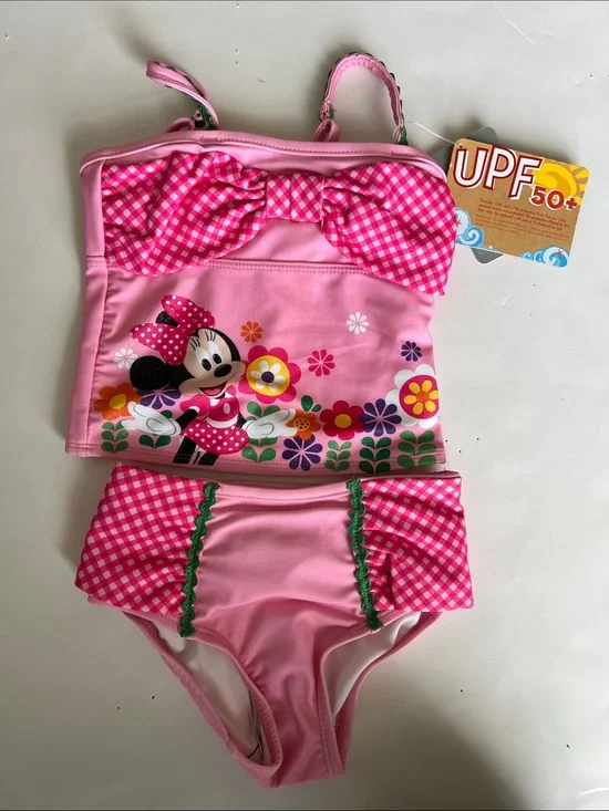 Disney Pink Minnie Mouse Two-Piece Rashguard Swimsuit