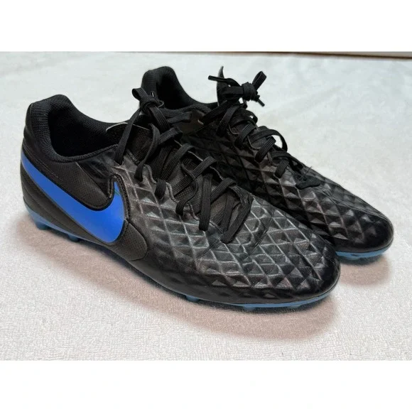 Nike Tiempo Jr Legend‎ 8 Club Soccer Cleat 6 Black Blue FG Firm Shoe AT5881-004