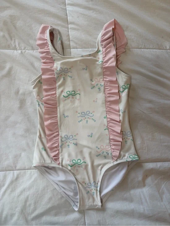 The Beaufort Bonnet Company Kids One-Piece Swimsuit in Cream and Pink
