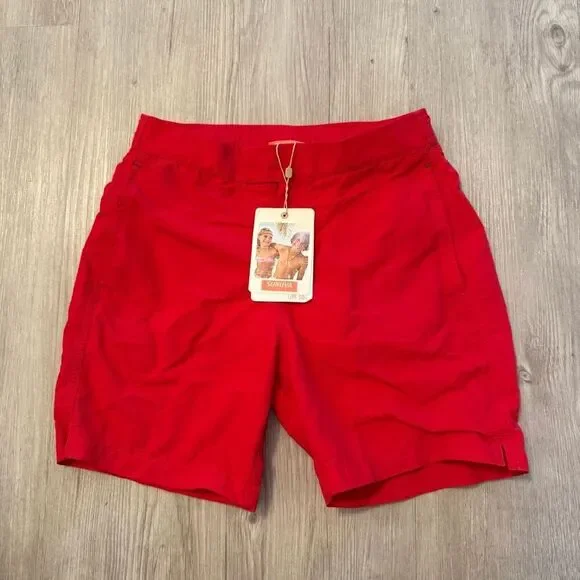 Sunuva red boy's swim short with UPF 50+ protection Size 11-12