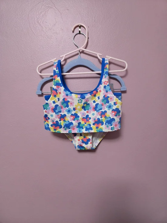 Mini Boden Girls' Floral Two-Piece Bikini - Blue, Pink, Yellow, Green