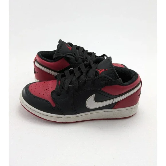 Youth Air Jordan 1 Low Black Red Retro‎ Basketball Shoes 553560-066 Size 5Y