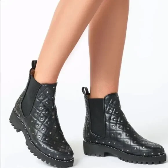 New Gia-Stud-Quilted Chelsea Boot