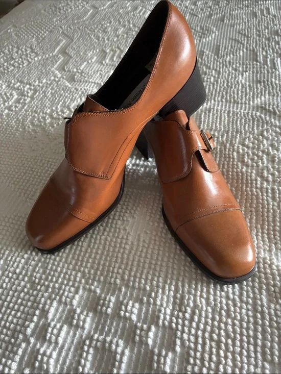 Vintage Etienne Aigner Tan Leather Ankle Booties with Block Heel