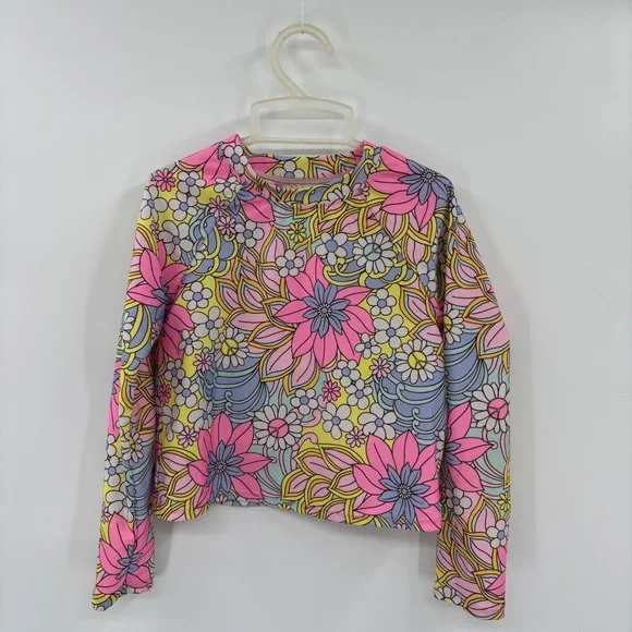 Wonder Nation Rash Guard Kids 5T Multicolor Floral Retro Psychedelic Swim Top
