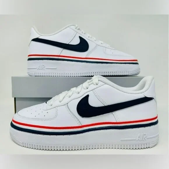 Nike Air Force 1 LV8 1 GS White Concord Ribbon White Boys Size 3.5 CW0984-100