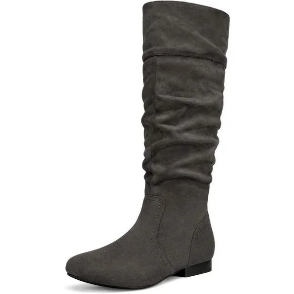 Women's Grey Dream Pairs Pull On Knee High Boots for Fall and Winter