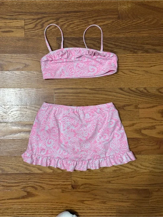Lilly Pulitzer Pink and White Paisley Girls Swim Bikini Set