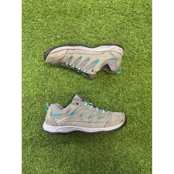 Eddie Bauer Midlite Womens 7.5 Hiking Shoes Grey Teal Trail‎ Sneakers 0179-938