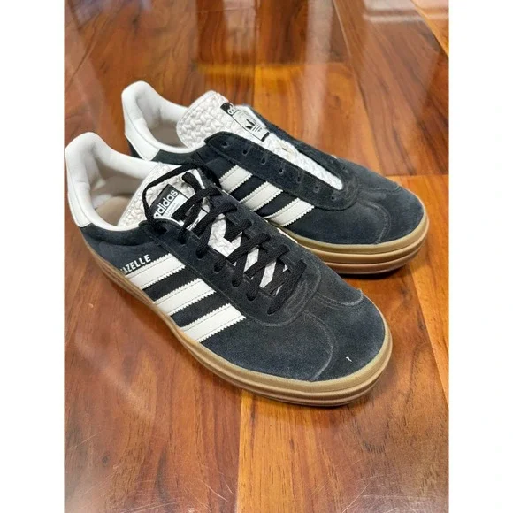 Adidas Originals Gazelle Womens Size 8 Bold Shoes Sneakers Black/White