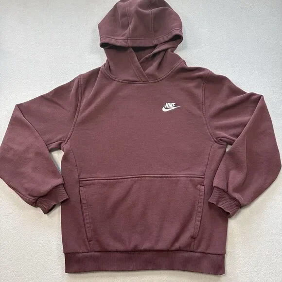Nike Sportswear Club Fleece Pullover Hoodie Kids Large Burgundy Maroon