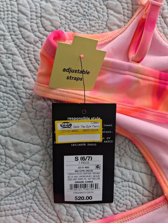 art class Girls Tie-Dye One-Piece Swimsuit in Pink and Peach