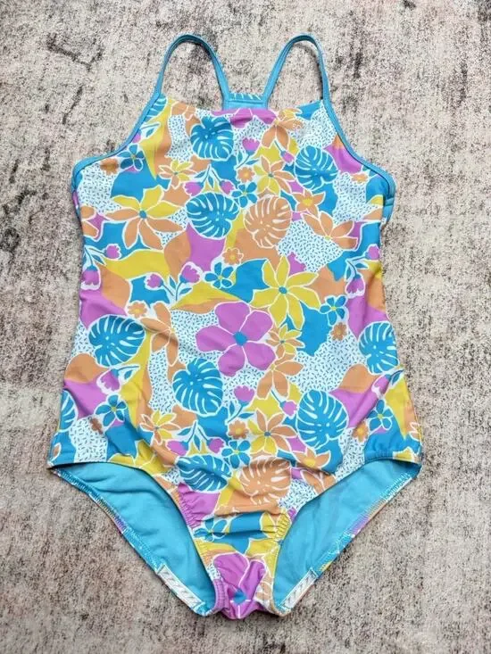 Speedo Girls One Piece Swimsuit Thin Strap Mutli Floral Size XL