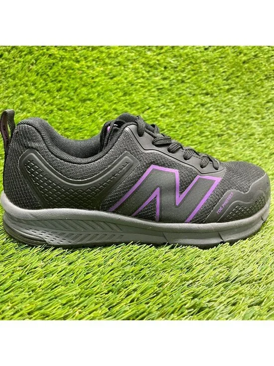 New Balance Evolve Womens Size 6 Black Purple Gray Alloy Toe Safety Work Shoes
