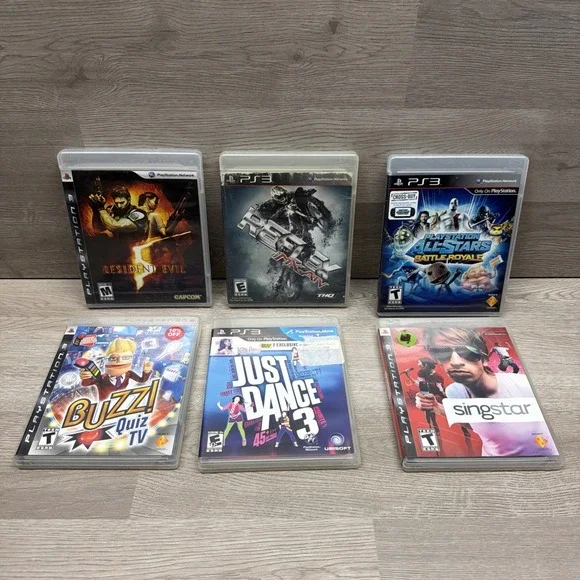PlayStation 3 PS3 Game Lot Of 6 Buzz!,‎ Just Dance 3, Resident Evil, Reflex MX