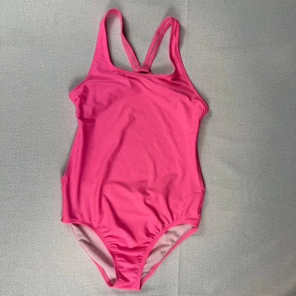 The Childrens Place Girls Neon Pink Strappy Back One Piece Swimsuit Size XXL 16