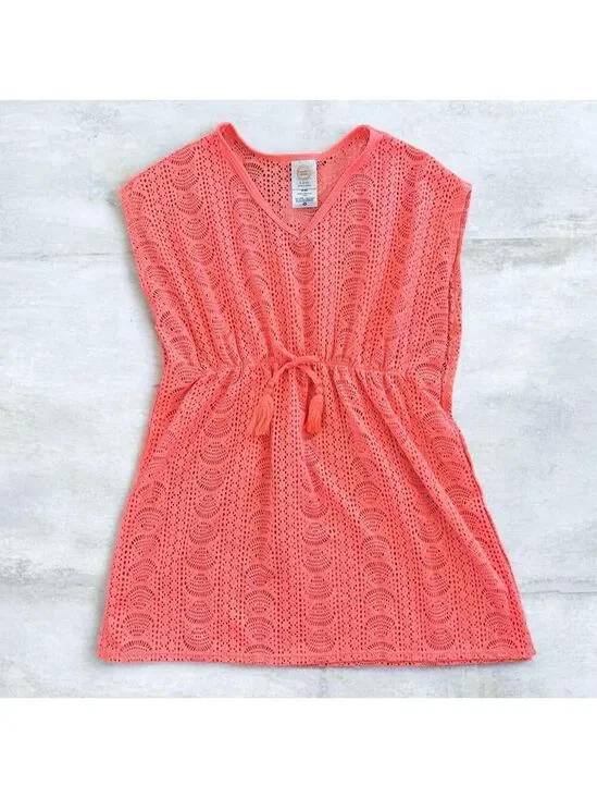 Swim Suit Cover-up Girl’s Coral Lace Top Size 6-6x