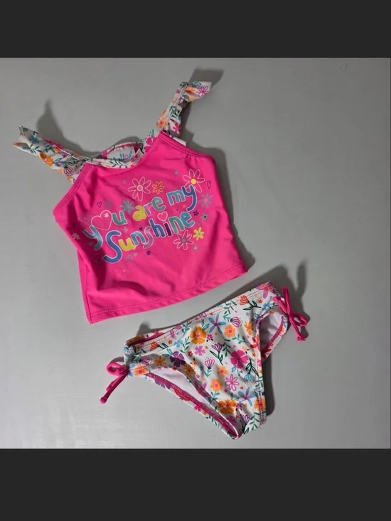 Hot Pink Floral Two-Piece Bikini Set