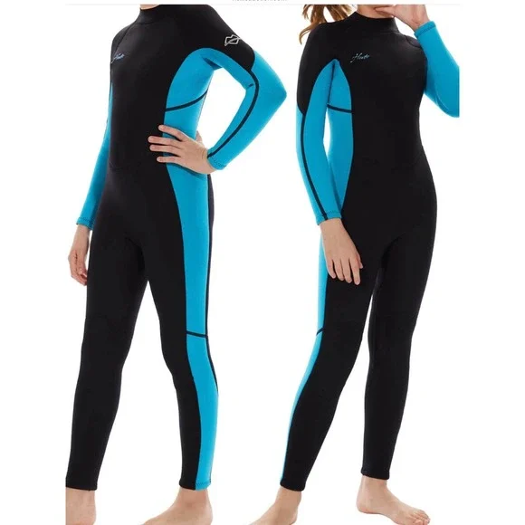 Hevto Wetsuit Kids 14 Black Blue New 3/2mm Neoprene Full Thermal Youth K01-Blue