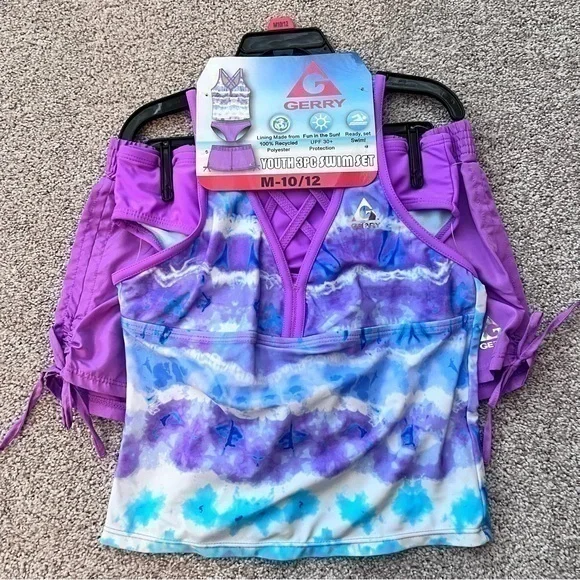 NWT! Gerry youth girls three piece swim set size medium 10/12