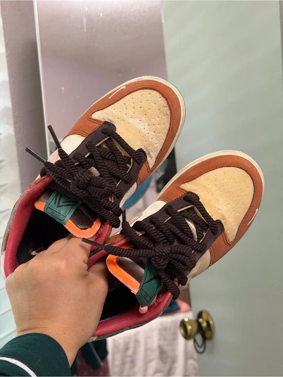 Nike Kids Sneakers Brown Tan Orange Accents
