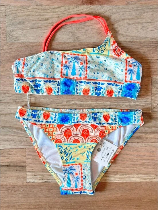 Zara Neon Patchwork Bikini Swimsuit - Sz 9/10