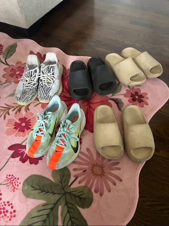 Assorted Athletic Shoes & Yeezy Slide Sandals - Neutral, Black, Zebra, Neon 7