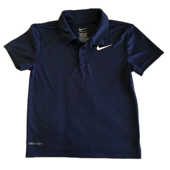 Nike Boys Navy Blue Polo Shirt Dri Fit Performance, Golf Dress Uniform Size 5-6