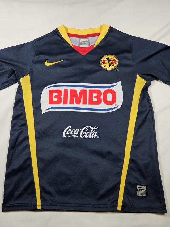 Nike Club America 2008 2009 Away Jersey Navy Blue Bimbo Soccer Shirt Youth Small