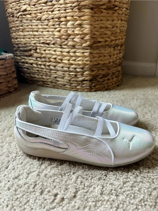 Puma Iridescent White Slip-On Ballet Sneakers
