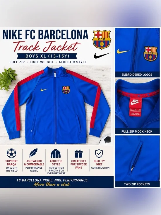 Nike Blue and Red FC Barcelona Track Jacket