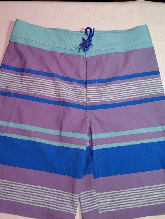 Vineyard Vines Kids Boys Size 16 Performance Striped Board Shorts Purple Blue