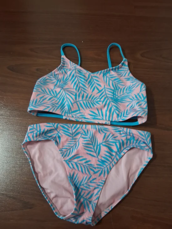 art class Pink & Blue Leaf-Print Two-Piece Swim Bikini