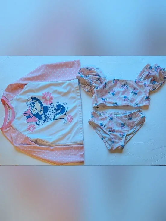 Disney 4T Three Piece Swimsuit With Sun Protection Top