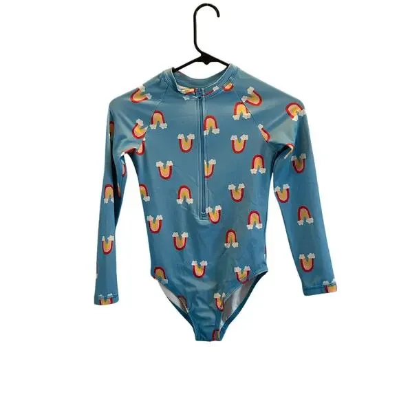 Hanna Andersson rainbow long sleeve rash guard swimsuit size 8