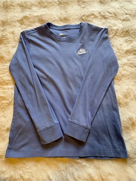 Nike Long Sleeve Tee in Slate Blue with White Logo