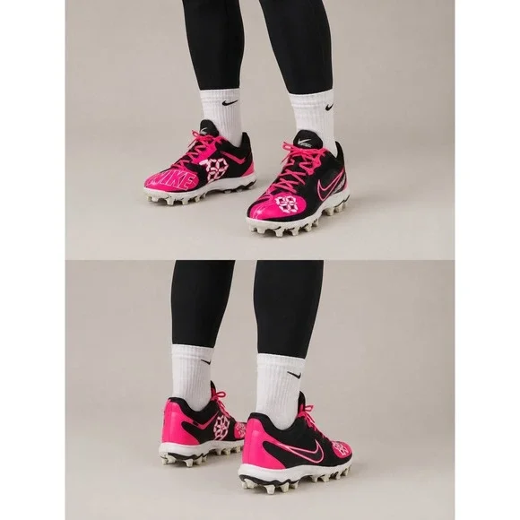 Nike‎ Jr Football Cleats Pink Black Youth Size 3.5Y Soccer Cleats Youth