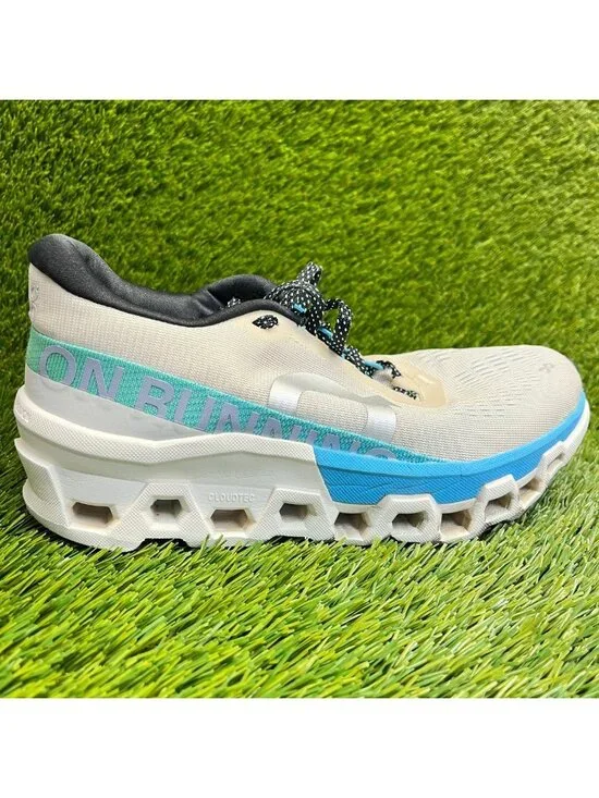 On Cloudmonster 2 Womens Size 7.5 Cream Blue Athletic Running Shoes Sneakers