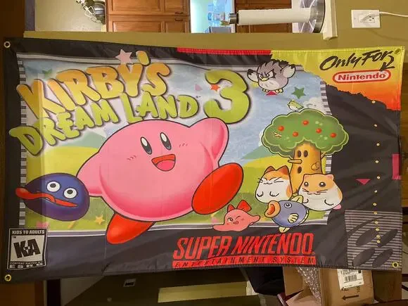 Kirby's Dream Land 3 5' Flag Super Nintendo Entertainment System SNES 1997