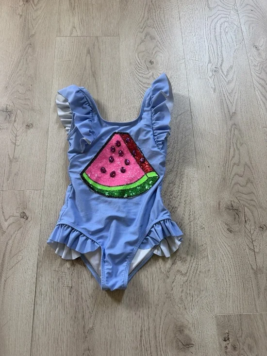 Lola + The Boys Girls One-Piece Swimsuit Blue Ruffle Sz. 8