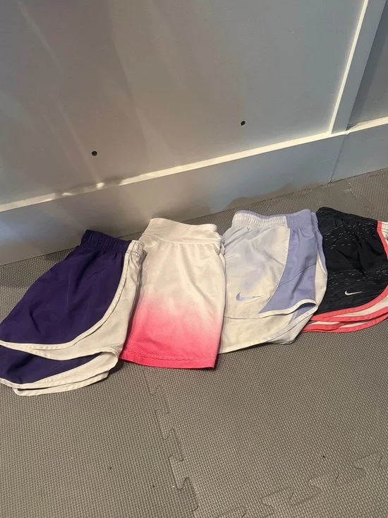 Nike Girls' Shorts Set in Purple, Pink Ombré, Lavender, Black & Coral Trim