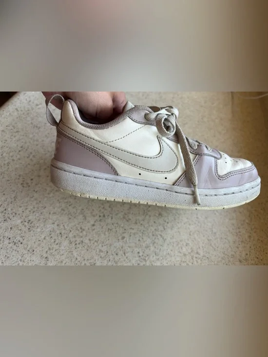 Nike Kids Shoes Court Borough Low Recraft Sneakers White Grey Purple in Size 3.5