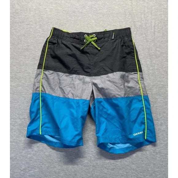 Gerry Swim Trunks Shorts Youth Boys XL-18/20 Multi Colorblock Drawstring Waist