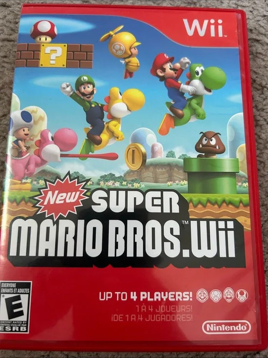 Nintendo New Super Mario Bros. Wii Red Case with Colorful Cover Art