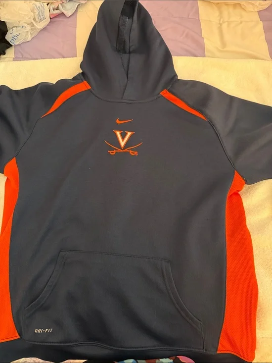 Nike Navy and Orange Virginia Cavaliers Pullover Hoodie