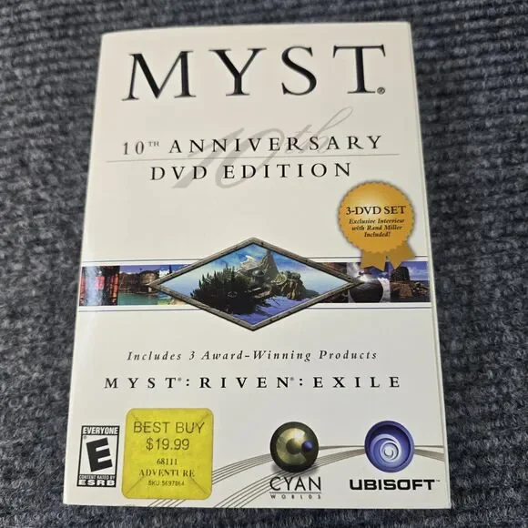 Myst 10th Anniversary DVD Edition w Myst, Riven, Exile (WIN MAC, 2003) Ubisoft